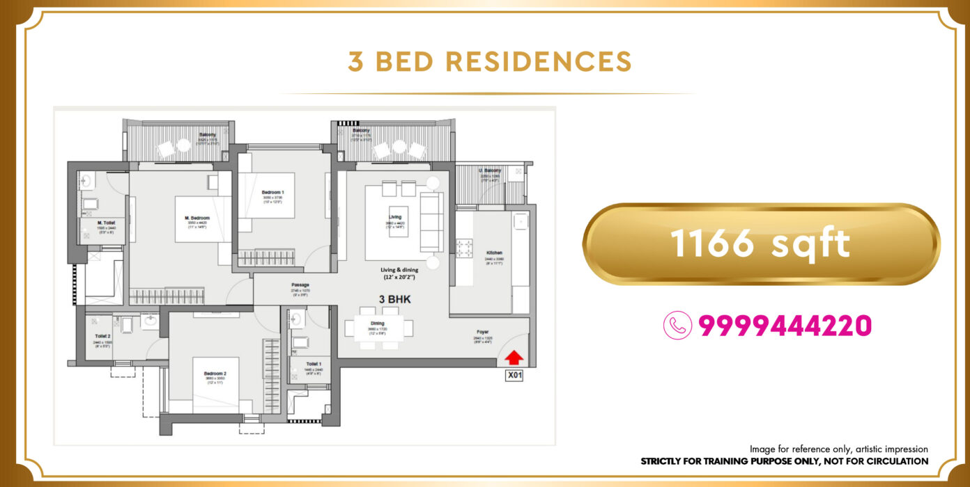 Godrej Elaris 3 BHK Floor Plan