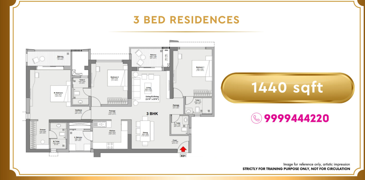 Godrej Elaris 3 BHK Floor Plan