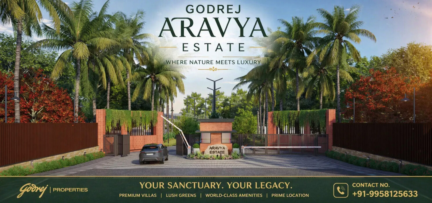 What is the land area of Godrej Aravya Estate?